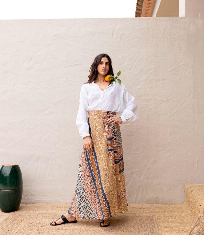 Striped Wrap Skirt