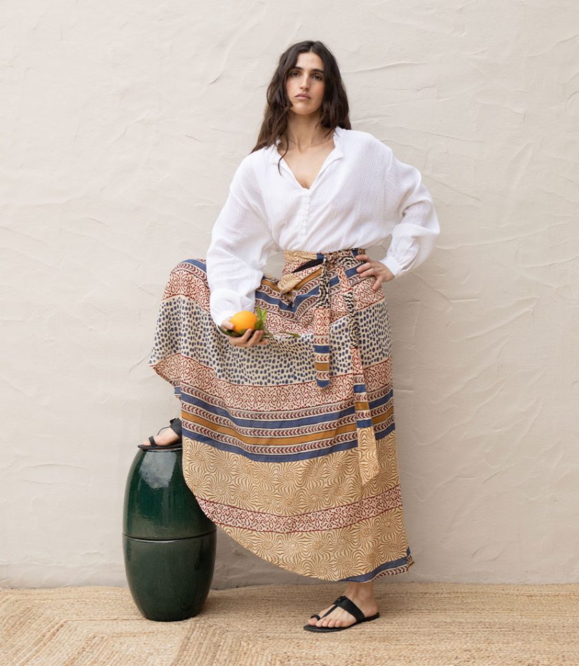 Striped Wrap Skirt