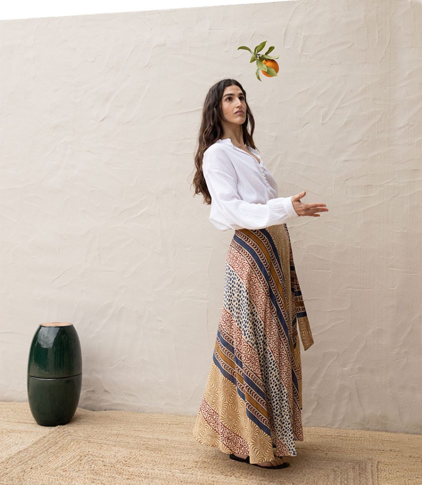 Striped Wrap Skirt