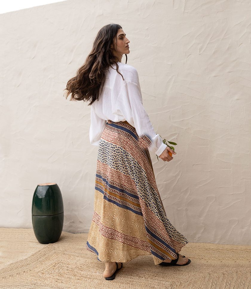 Striped Wrap Skirt