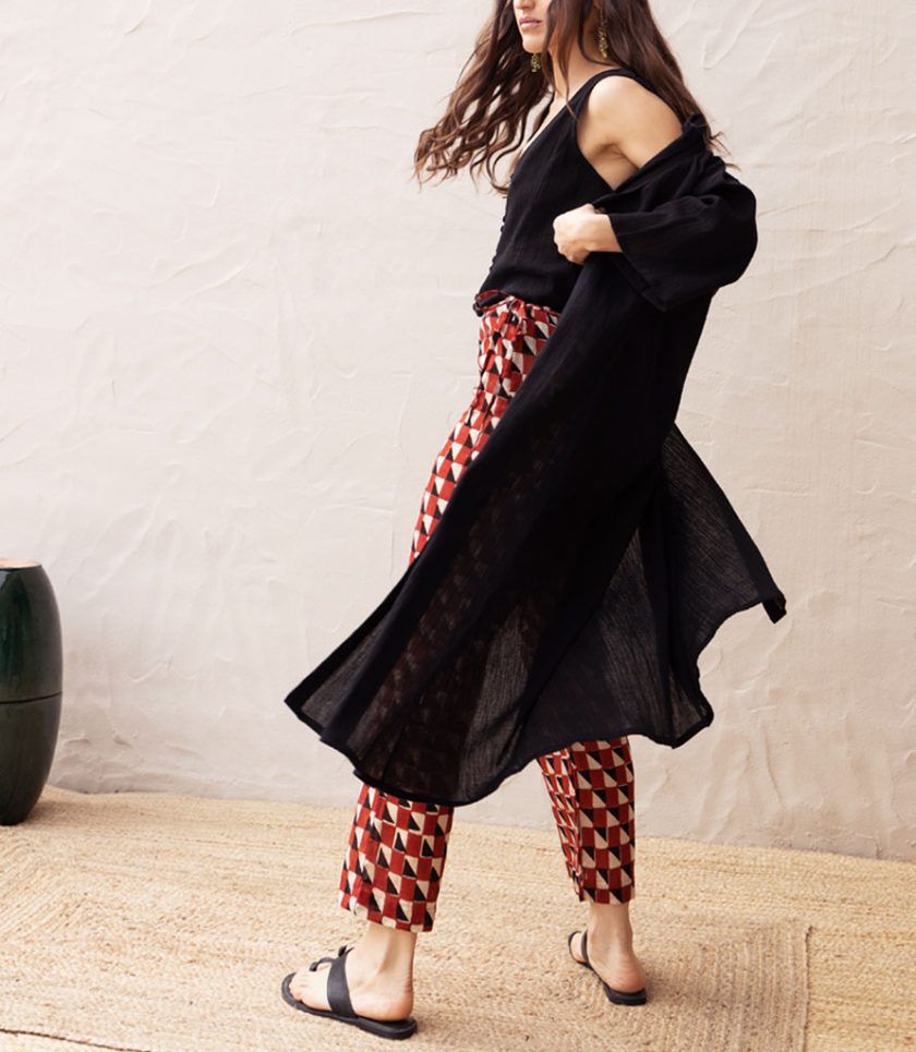 Black Pleated Kimono