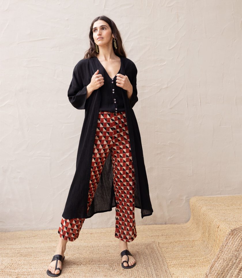 Black Pleated Kimono