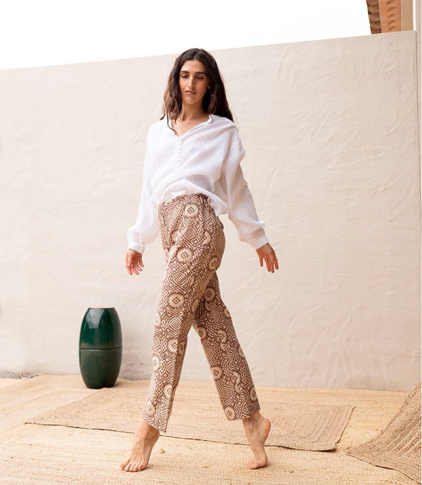 Brown Geometric Pants
