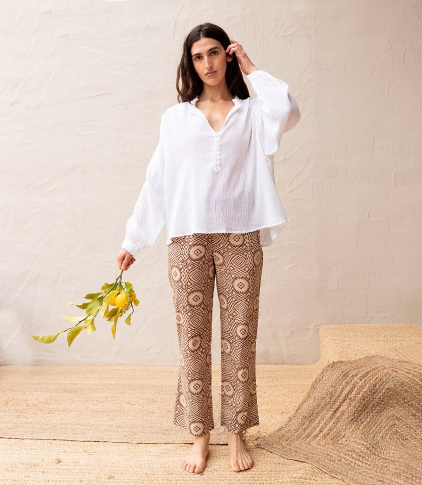 Brown Geometric Pants