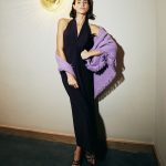 Purple cashmere shawl with fringes