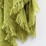 Lime cashmere shawl with fringes