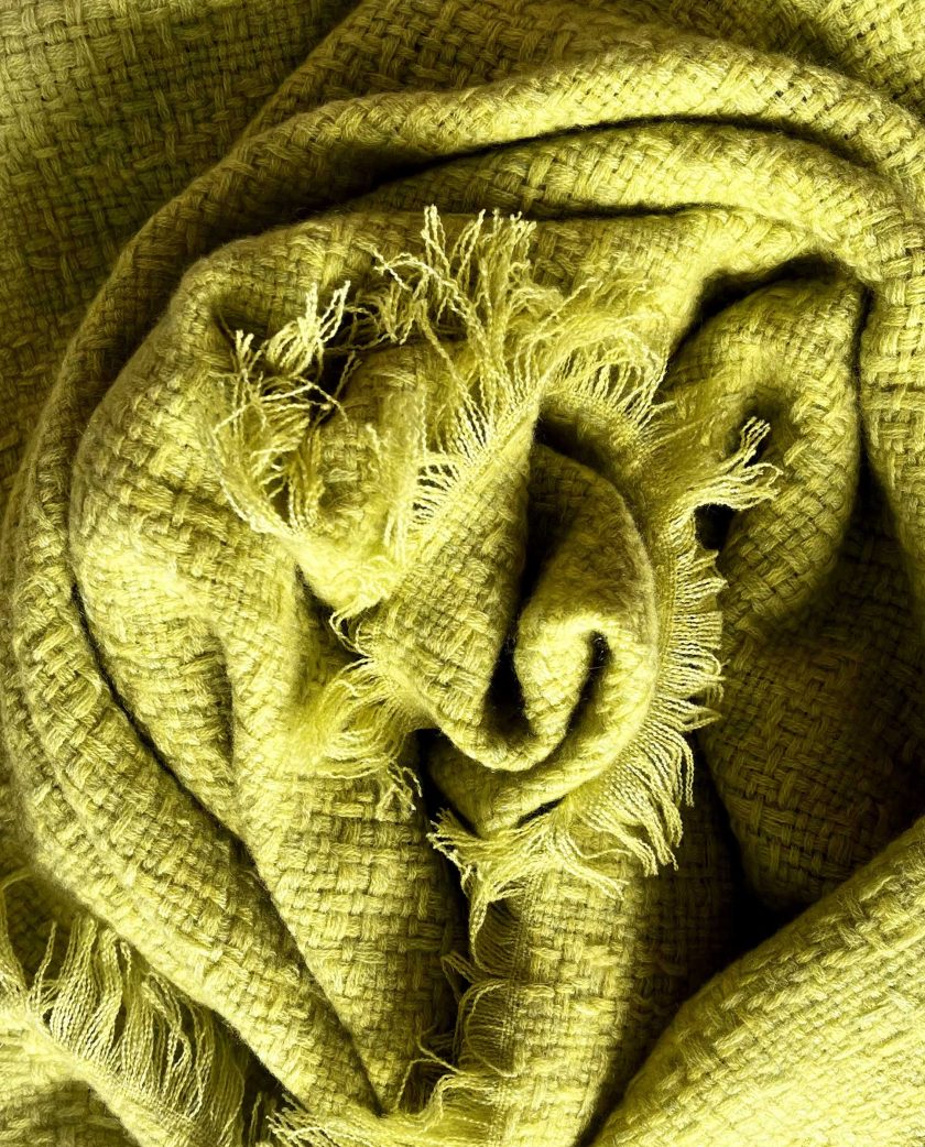Lime cashmere shawl with fringes