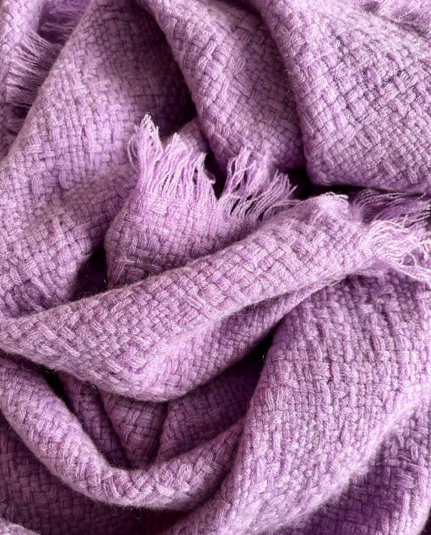 Purple cashmere shawl with fringes
