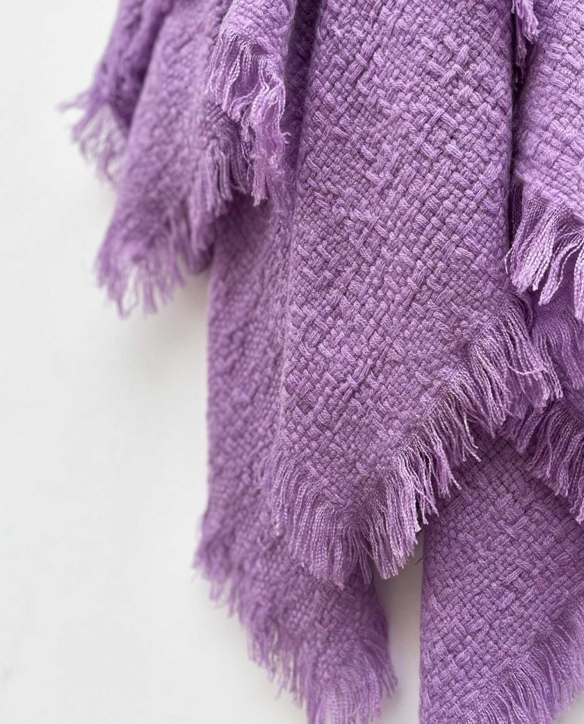 Purple cashmere shawl with fringes