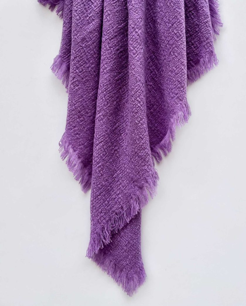 Purple cashmere shawl with fringes
