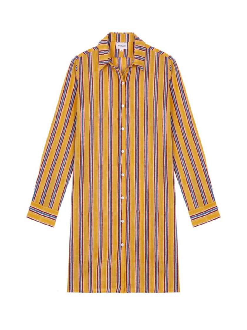 Yellow Striped Shirt Dress