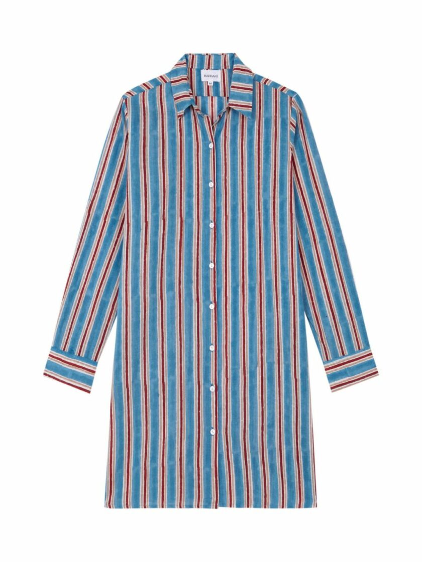 Blue Striped Shirt Dress