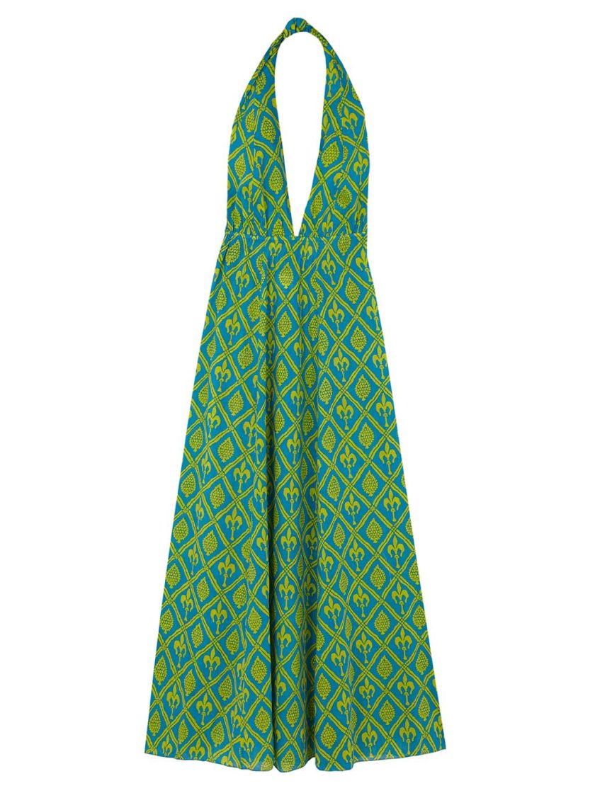 Blue neckline dress