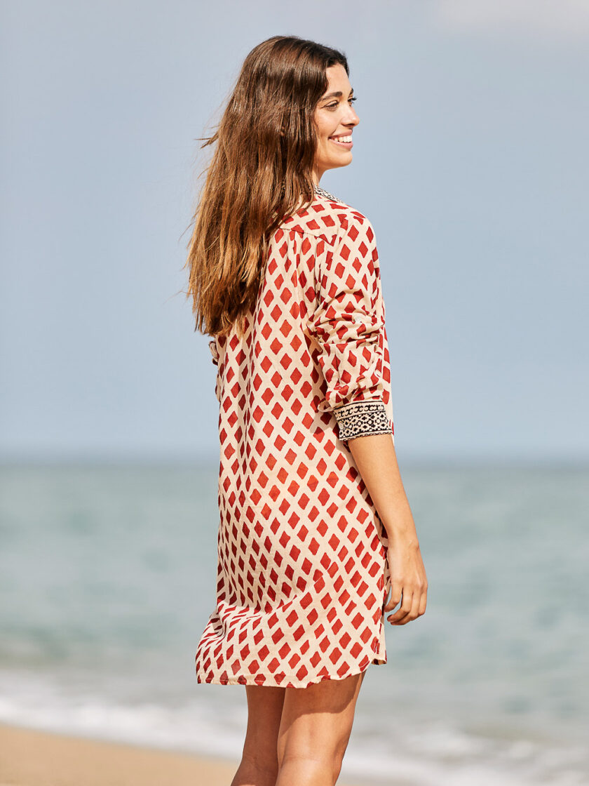 Red Diamond Shirt Dress