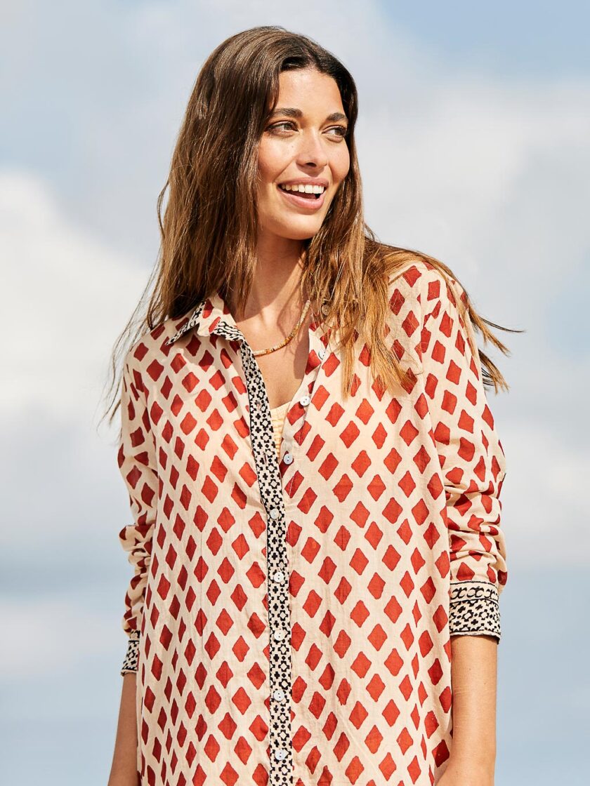 Red Diamond Shirt Dress