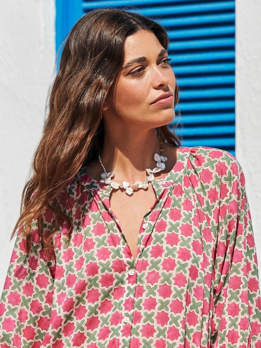 Pink Aspas Puffed Dress