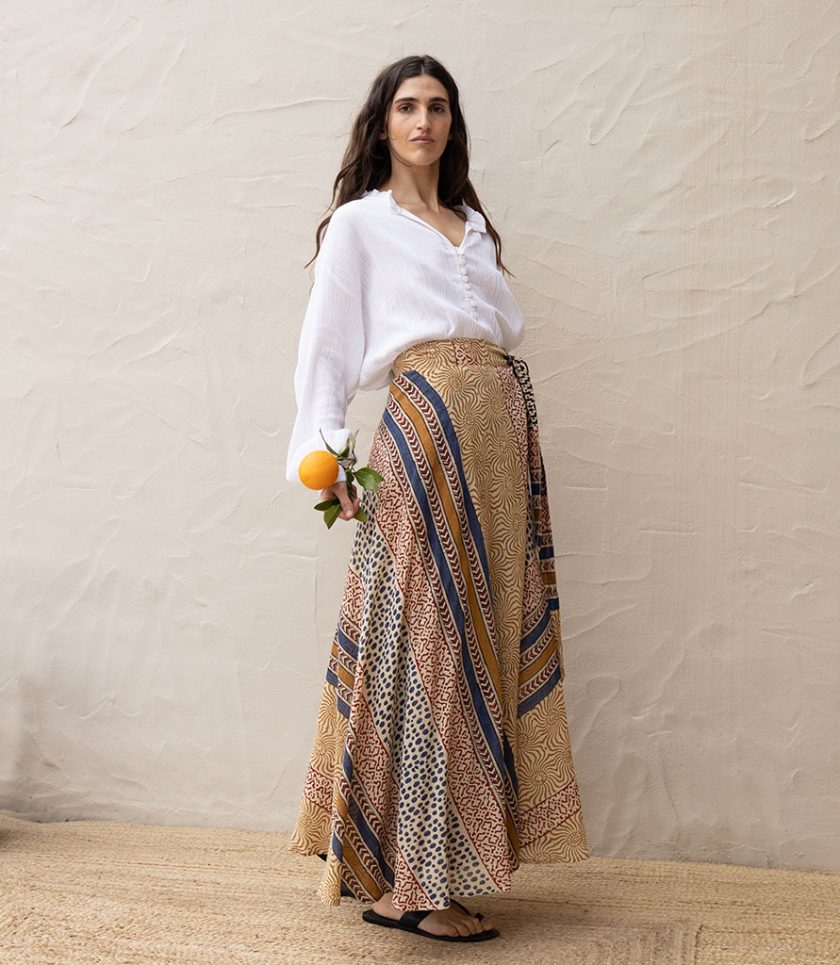 Striped Wrap Skirt