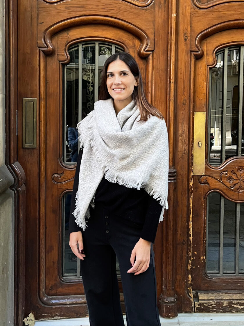 Grey shawl with fringes