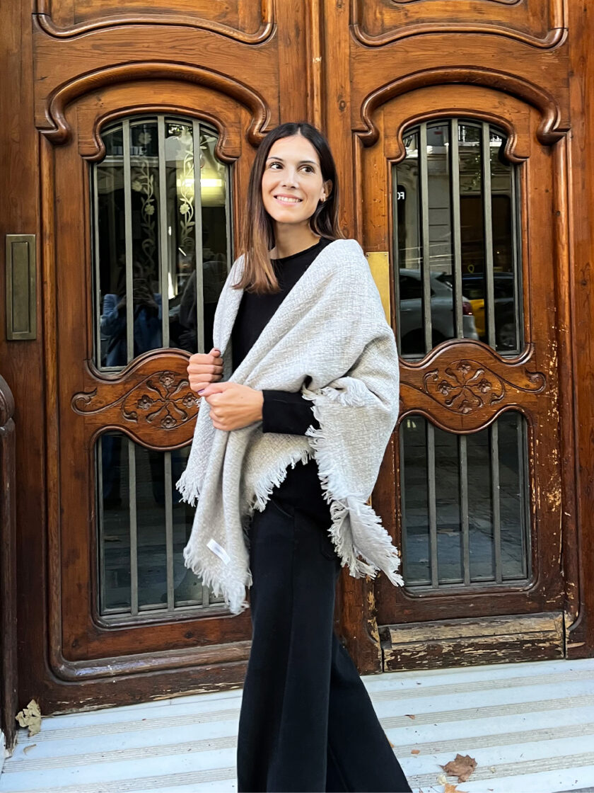 Grey shawl with fringes