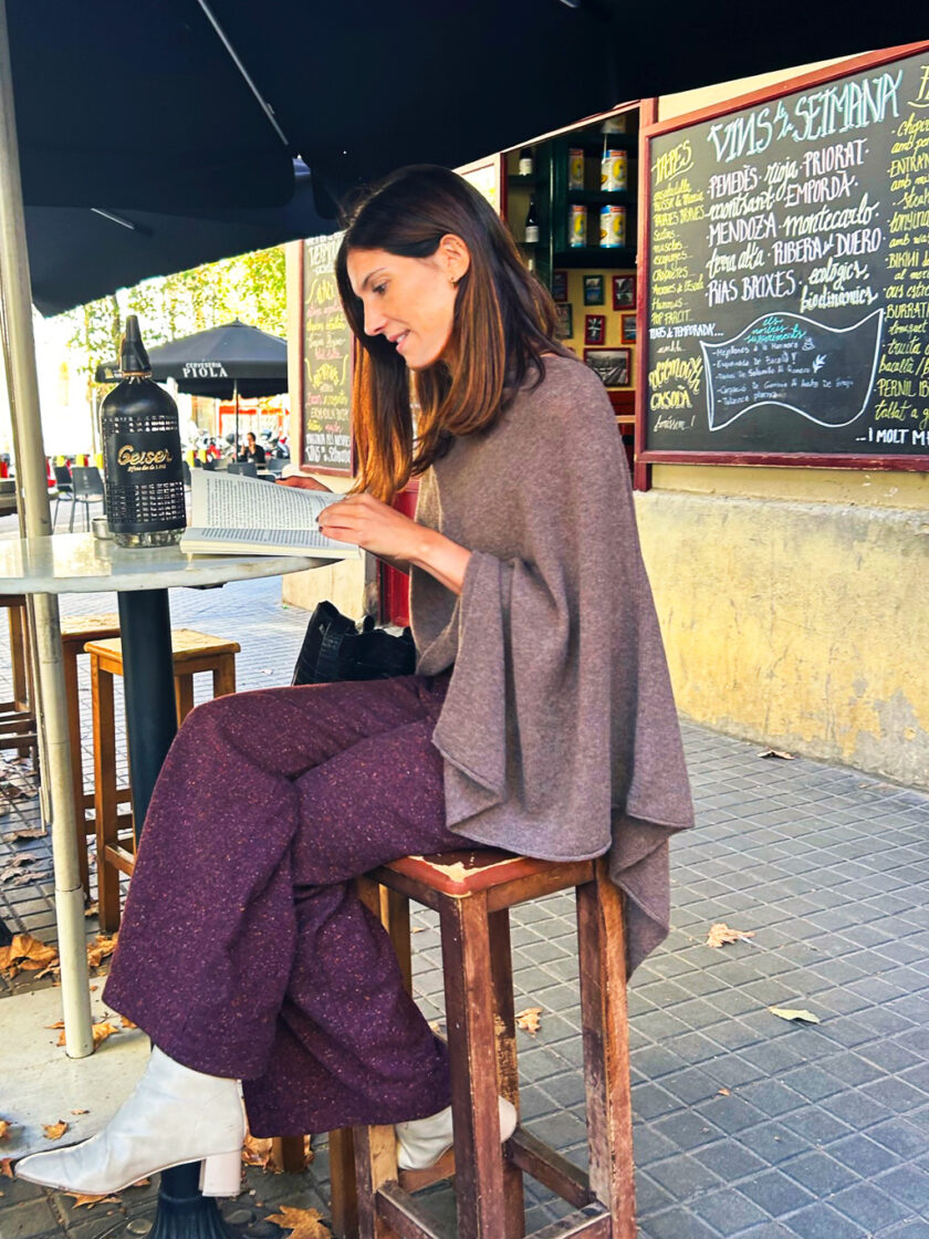 Brown Ava Cashmere Poncho