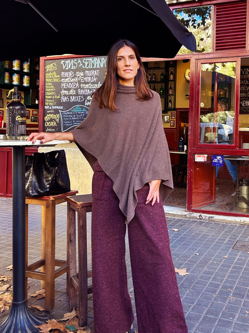 Brown Ava Cashmere Poncho