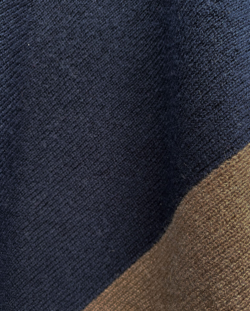 Navy Blue and Brown Ava Cashmere Poncho
