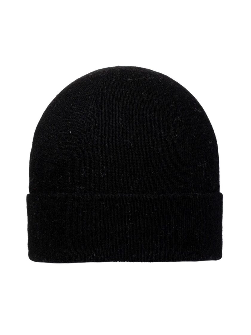 Recycled wool and cashmere beanie Black