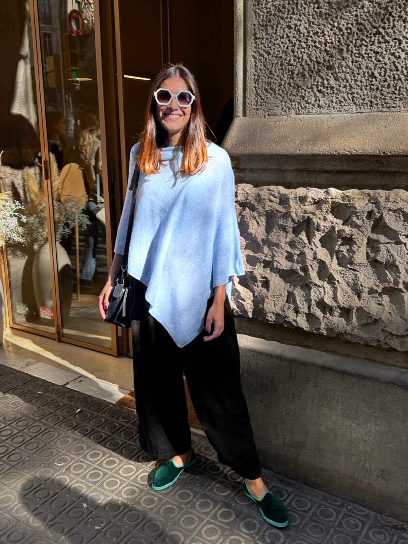 Sky Blue Ava Cashmere Poncho