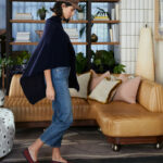 Navy Blue Ava Cashmere Poncho