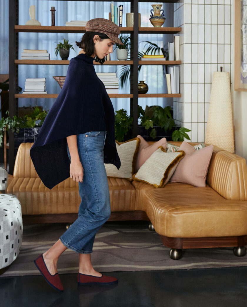 Navy Blue Ava Cashmere Poncho