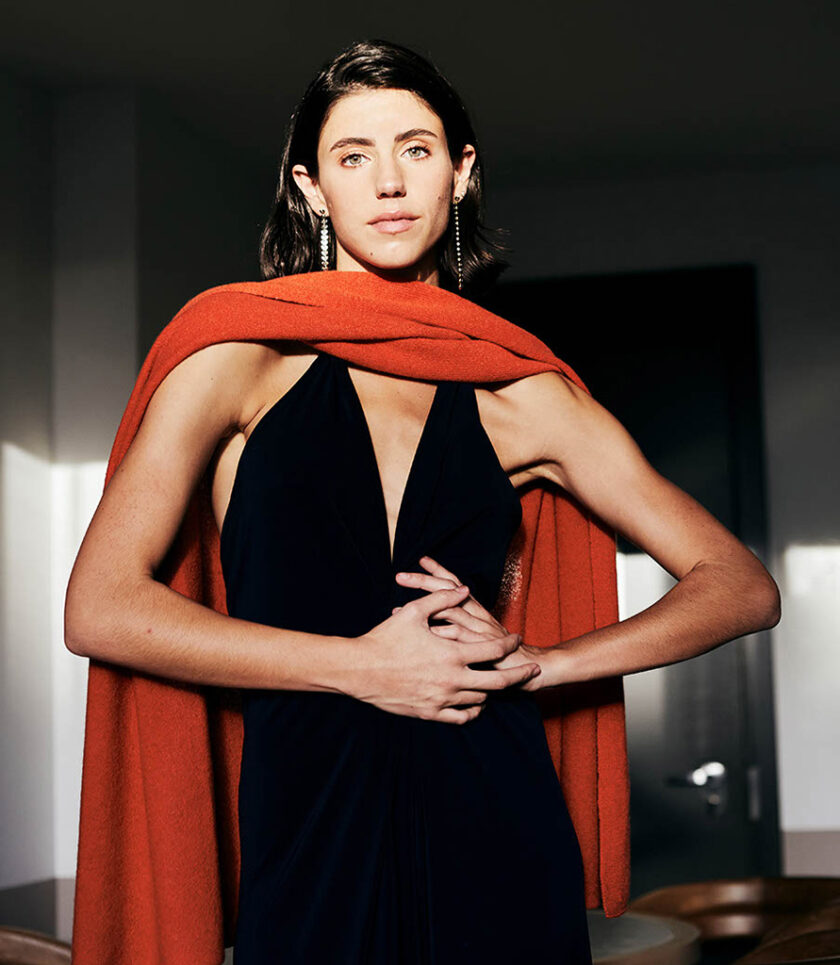 Orange Ava Cashmere Poncho