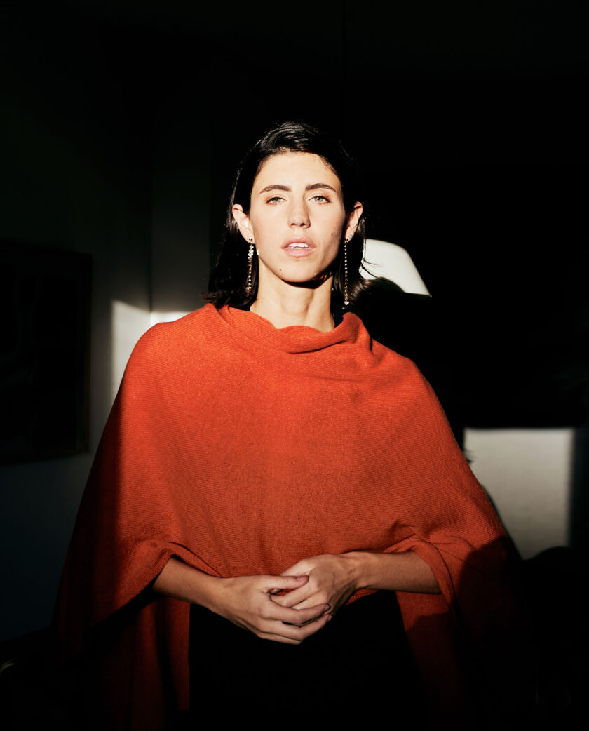 Orange Ava Cashmere Poncho