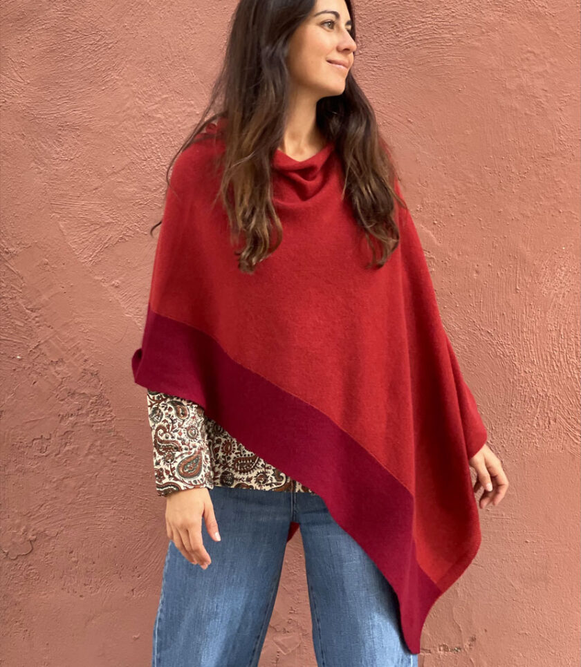 Bordeaux Ava Cashmere Poncho