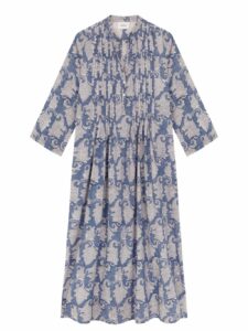Ash Blue Paisley Pleated Dress
