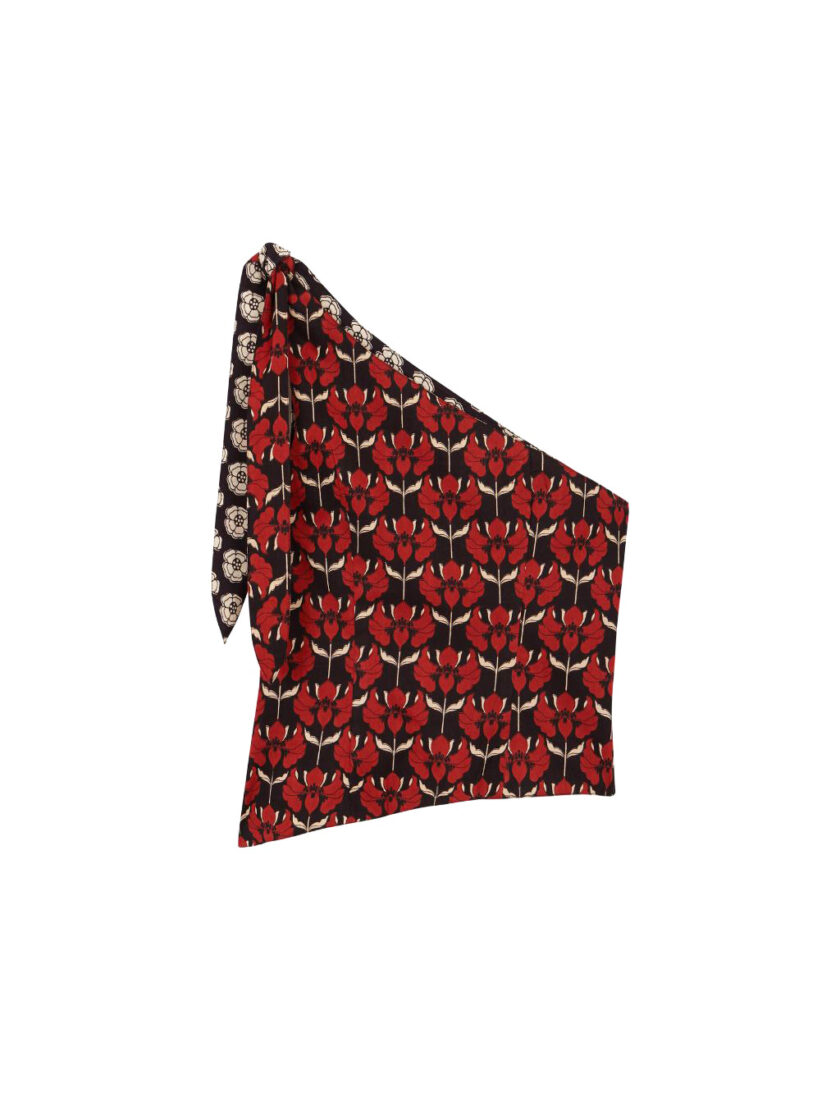 Asymmetric Lilies & Poppies Top