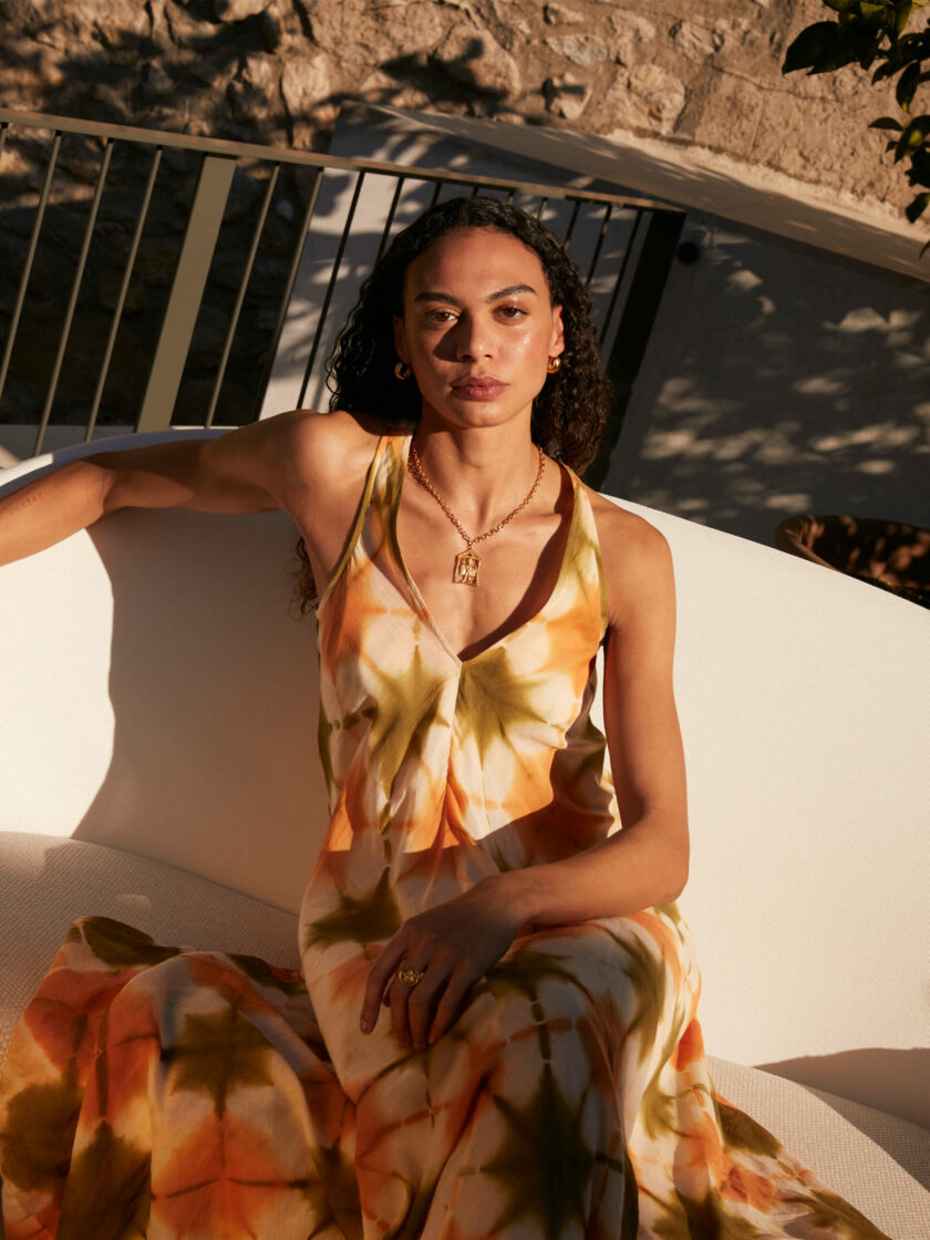 Halter Tie Dye Green Dress