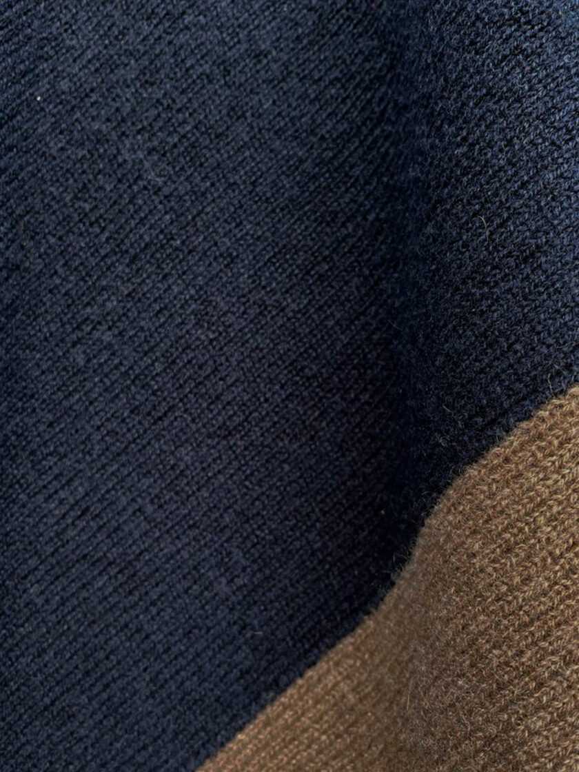 Ava Cashmere Poncho Two-tone Navy Blue and Brown