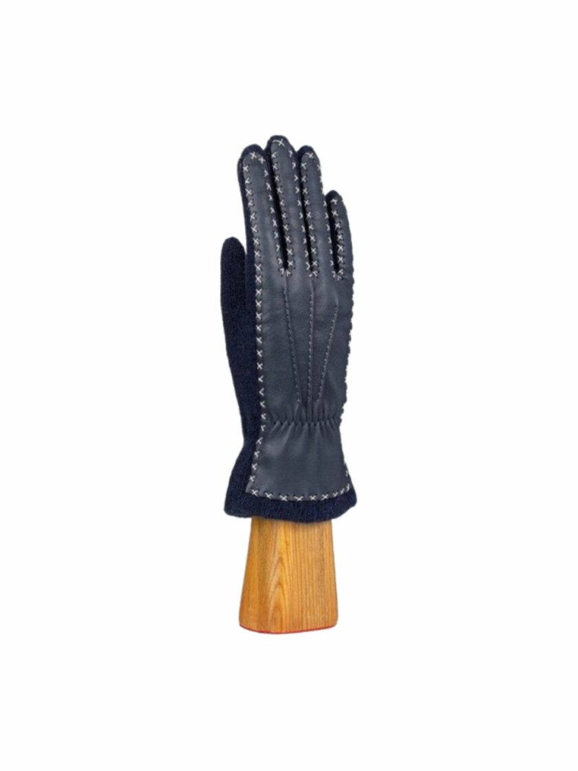 Navy Blue wool and angora gloves