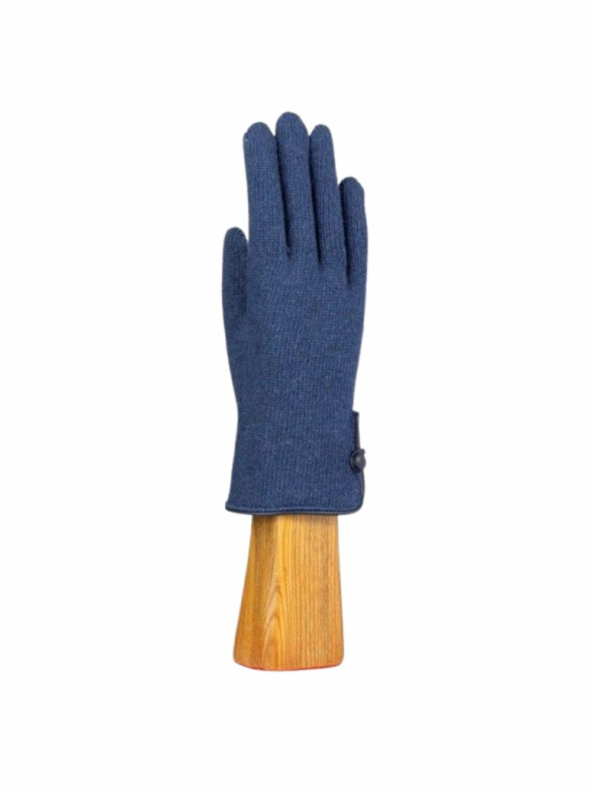 Recycled wool and cashmere blue gloves