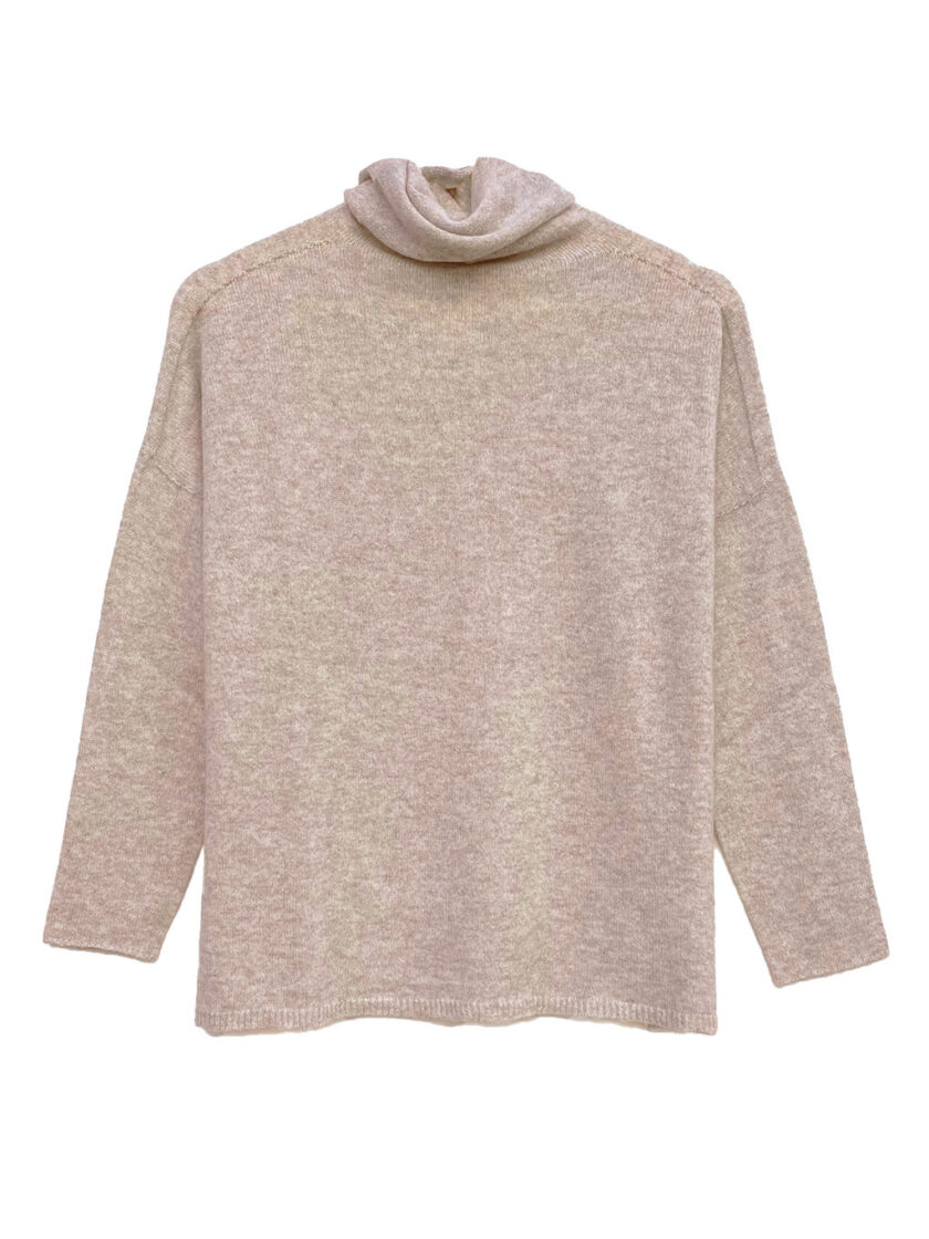 Beige Cashmere Turtleneck Sweater