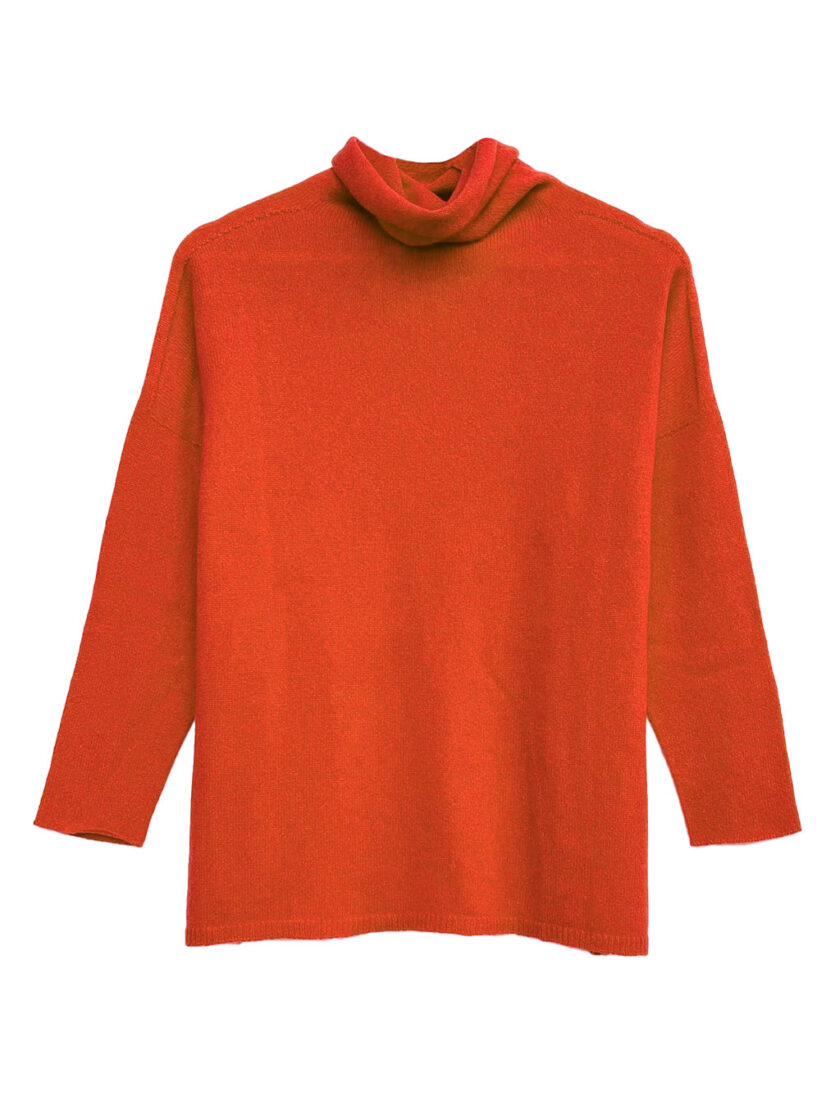 Orange Cashmere Turtleneck Sweater