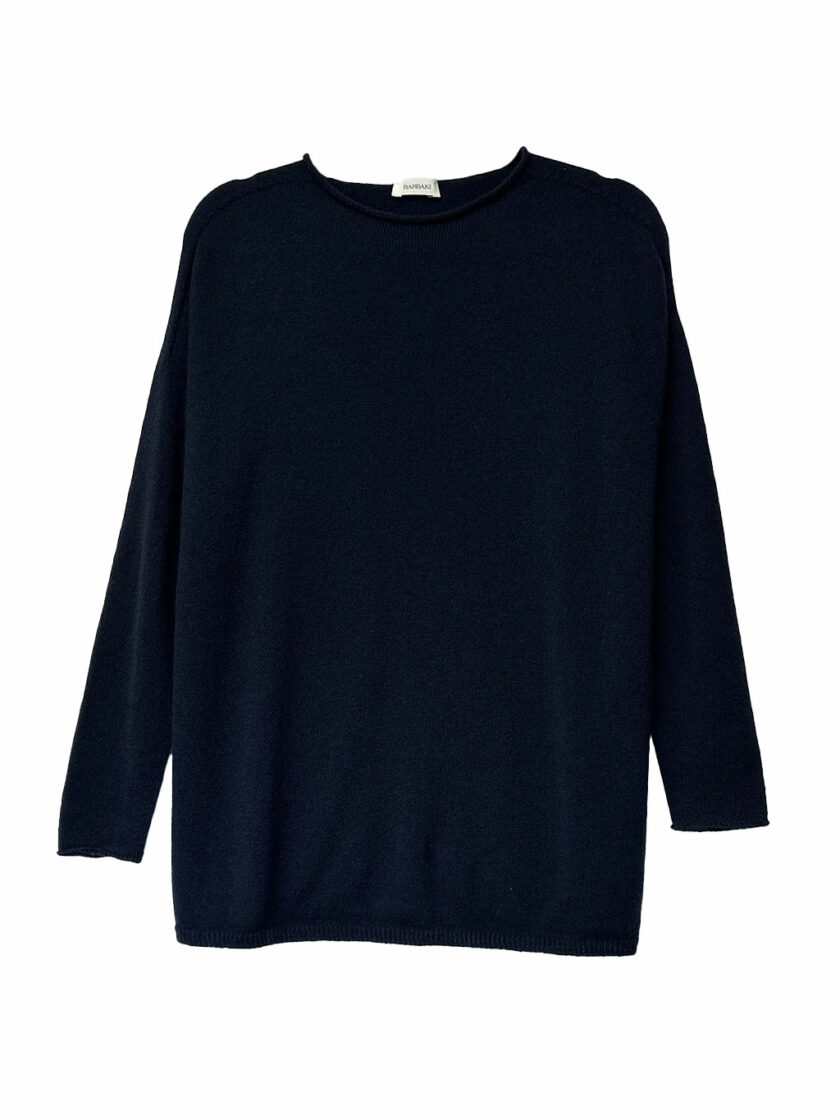 Navy blue round neck cashmere sweater