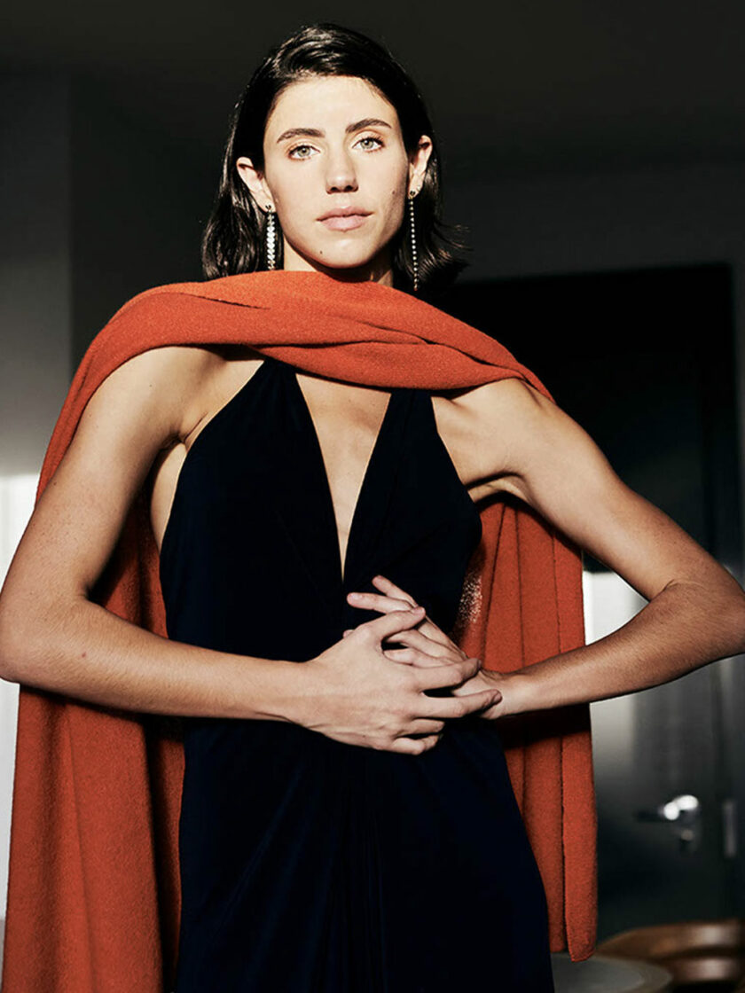 Ava Orange Cashmere Poncho