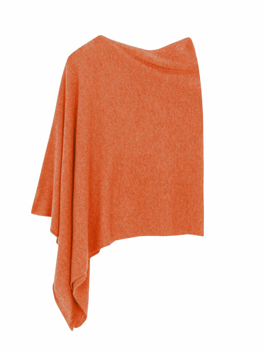 Ava Orange Cashmere Poncho