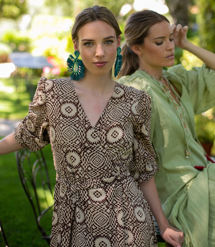 Geometric Wrap Dress