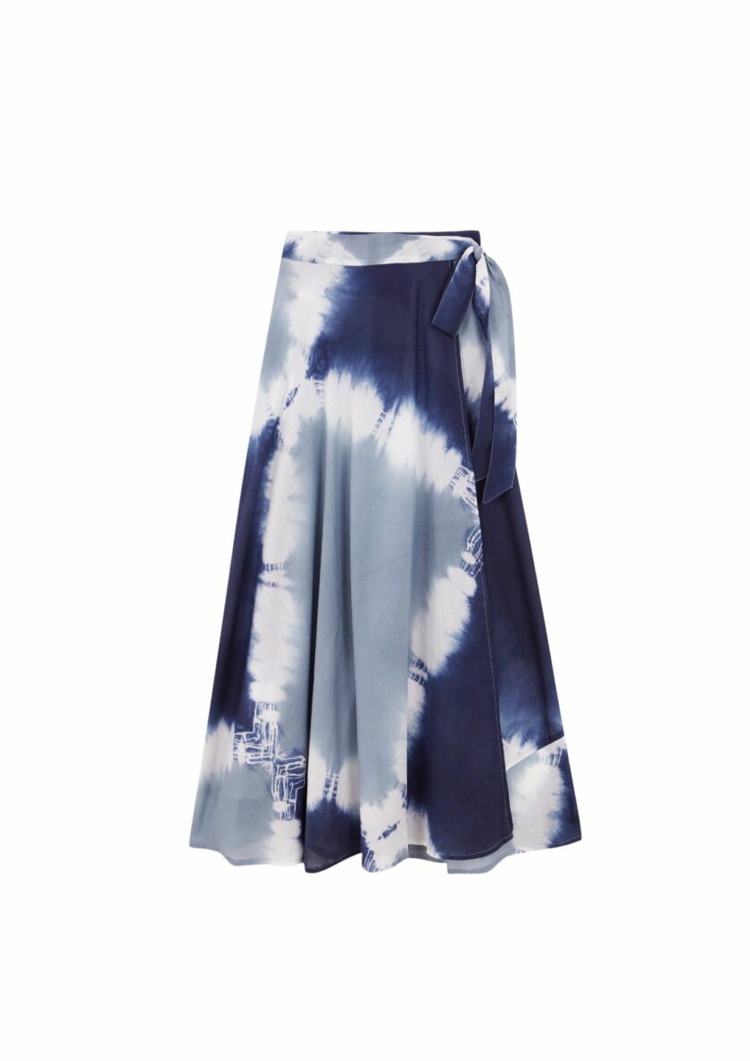 Blue Tie Dye Wrap Skirt