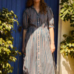Stripes Capri Embroidery Dress