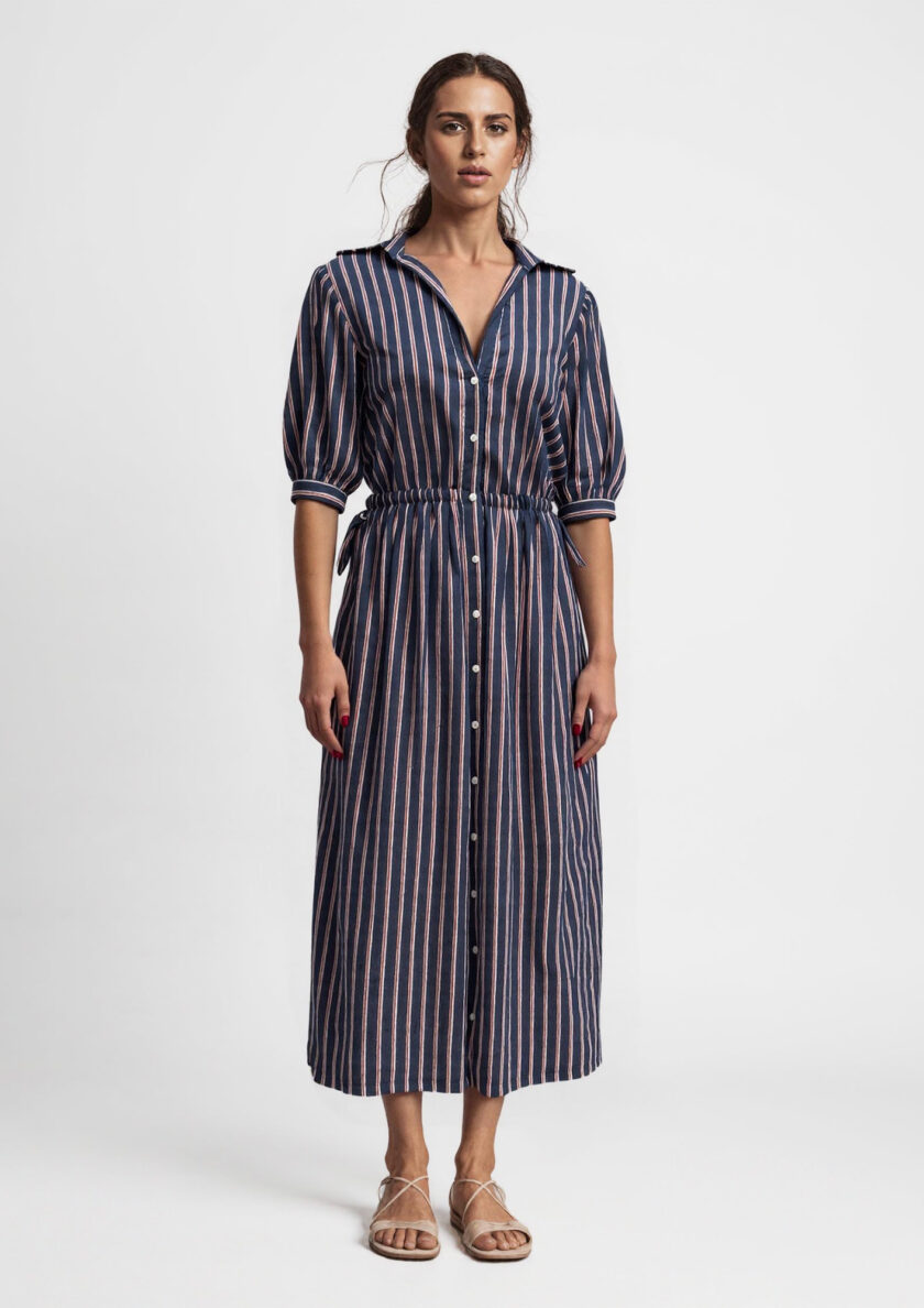 Stripes Capri Embroidery Dress