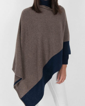 Poncho Cashmere Ava Bicolor Marrón y marino