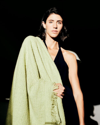 Chal cashmere con flecos verde lima